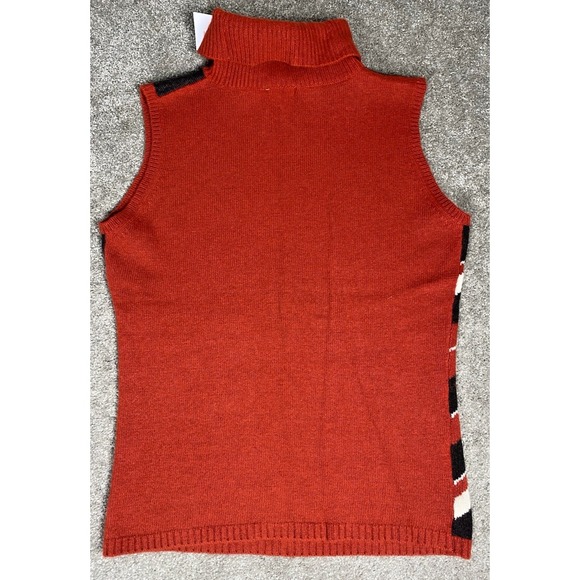 ICB Knit Vest Turtle Neck Chevron Wool Womens Large Sleeveless NWT - Picture 4 of 4